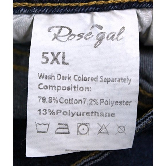 Rose Gal Woman Sz 5XL Dark Wash Jeans Distressed Red & Black Plaid Fabric Under - Picture 7 of 7